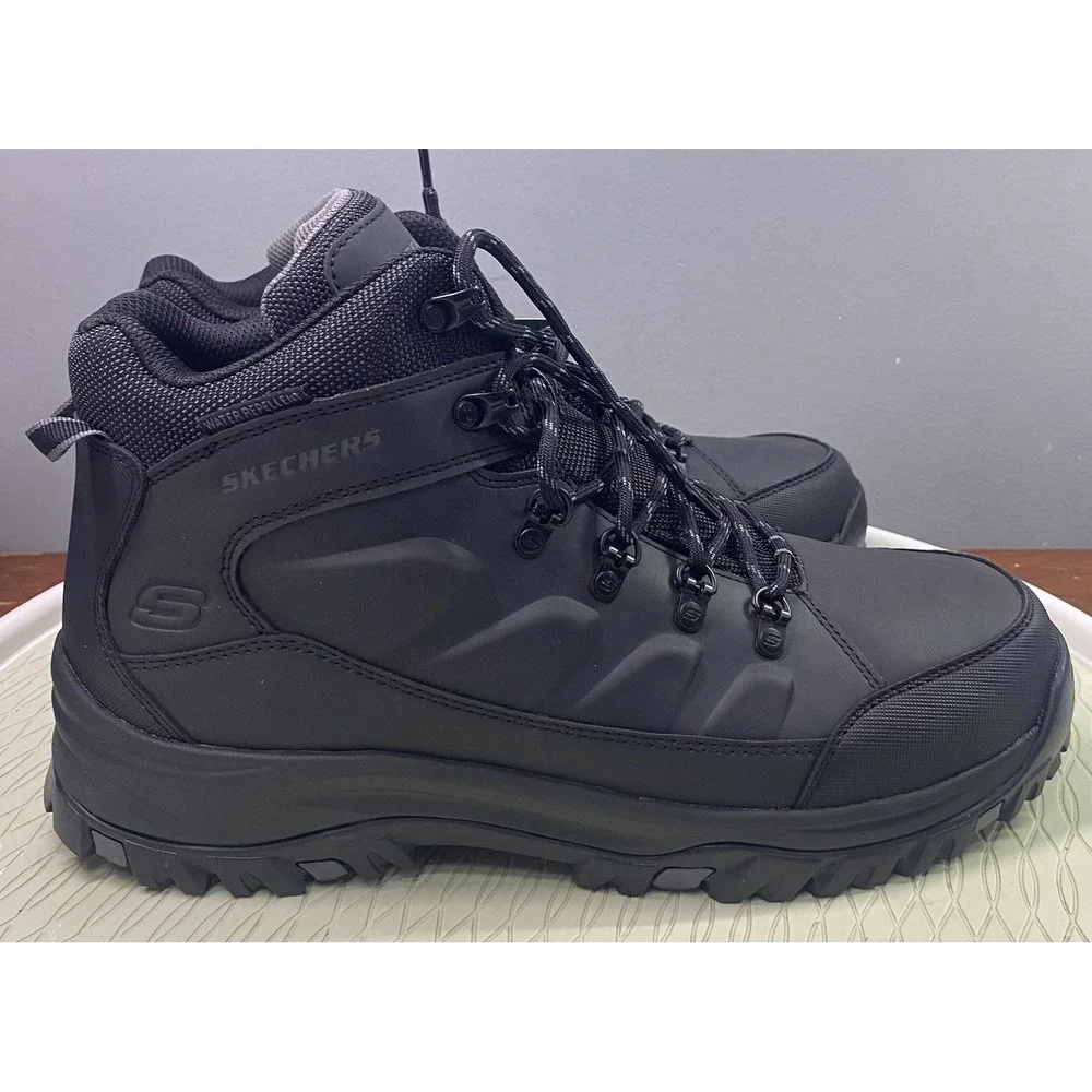 Skechers Men's Relment Daggett Black Memory foam Water Repellent Boots 11.5 NWB